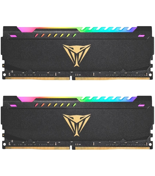 Оперативная память Patriot Viper Steel, DDR4, 32GB (2x16GB), 3200MHz, CL18, DIMM, с радиатором, RGB, черный