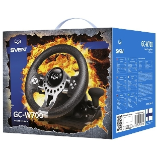 Руль SVEN GC-W700 (педали, вибро, скоба, лепестки, АКПП, D-pad, 12 кл, резин. вставки, PC/Xinput)