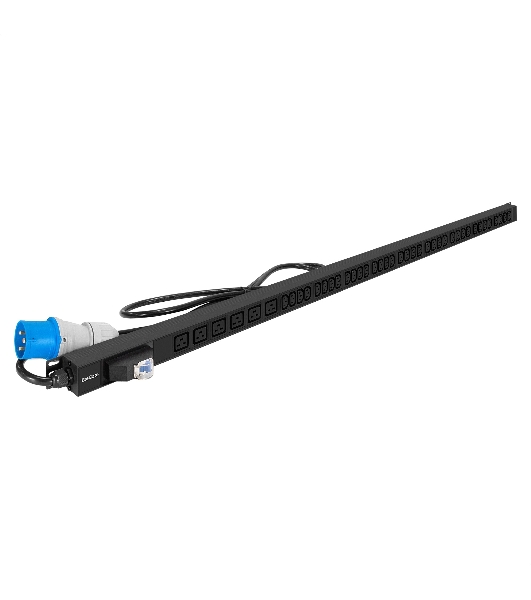Блок розеток вертикальный ExeGate ServerPro PDU-V636 Al-36C136C19-IEC309-32A-1P (19', 1U, Алюминий, 36 IEC 320 C13, 6 IEC 320 C19, IEC 60309 32A (2P+E), VDE-250V-32A-3*4мм2, 3 метра, автомат выкл., черный, RTL)