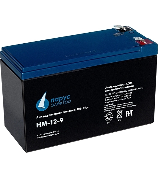 Батарея для ИБП Парус-электро HM-12-9 (AGM/12В/9,0А·ч/клемма F2)