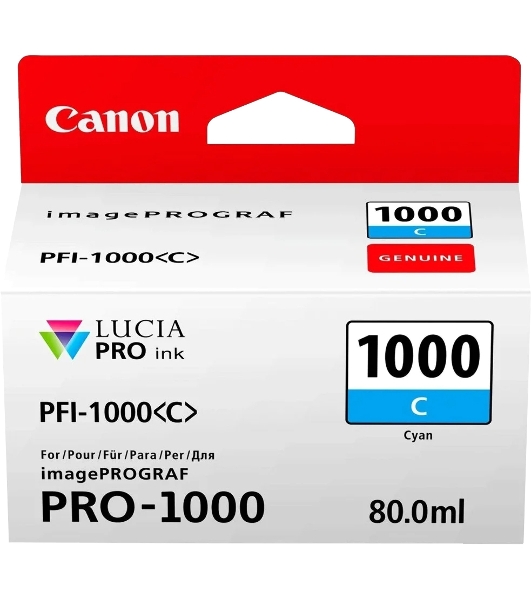 Картридж струйный Canon PFI-1000 C для IJ SFP PRO-1000 WFG. Голубой. 80 мл.