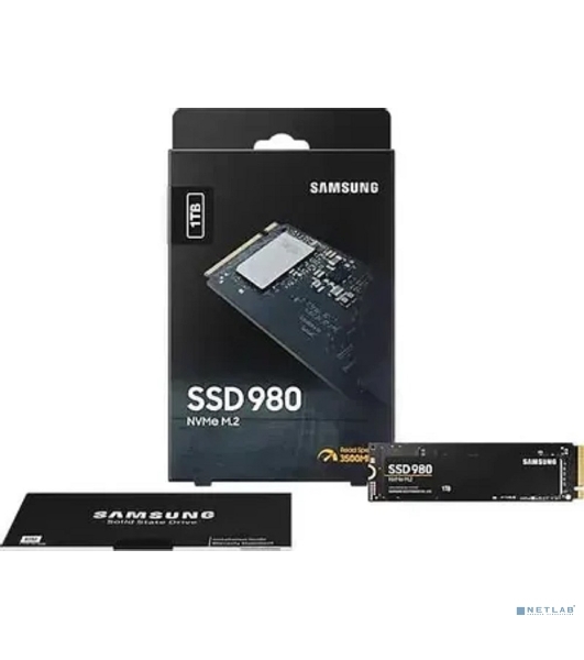 Накопитель SSD Samsung 980, 1000Gb, PCIe 3.0 x4, M.2 2280, NVMe, R/W 3500/3000