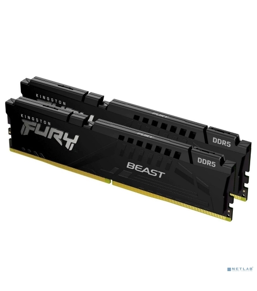 Оперативная память Kingston Fury Beast, DDR5, 32Gb (2x16GB), 6000MHz, CL30, DIMM, с радиатором, черный