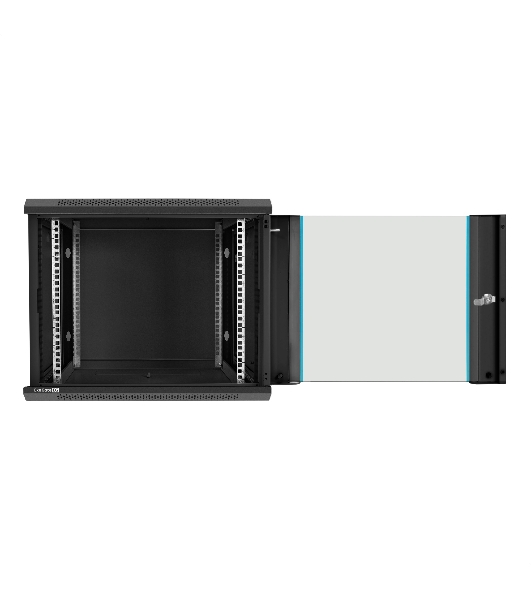 Шкаф телекоммуникационный 19' настенный 9U ExeGate EC-WM-9U.450.G.BLACK (19', 9U, 600x450x500 мм (ШхГхВ), передняя дверь закаленное стекло, съемные боковые панели, пыле- и влагозащита IP23, черный RAL 9004)