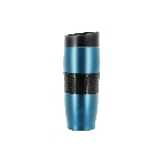 Термокружка LARA LR04-24 <Aqua> 380мл, двойные стенки, вакуум, сталь/силикон, фото 1