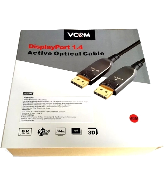 Активный оптический кабель VCOM D3751-40M DP1.4 32Gbs/8K@60Hz 40м D3751-40M
