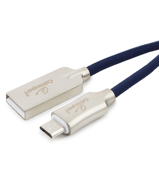 Кабель USB2.0 Cablexpert CC-P-mUSB02Bl-1M, AM/microB, серия Platinum, длина 1м, синий, блистер
