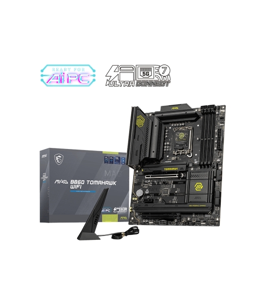Материнская плата MSI MAG B860 TOMAHAWK WIFI, LGA 1851, Intel B860, 4xDDR5, 4xSATA, 3xM.2, 1xPCIe 4.0 x4, 1xPCIe 5.0 x16, 1xDP, 1xHDMI, 1xUSB-C, 1x 5Gb LAN, 4xUSB-A 2.0, 4xUSB-A 3.2 Gen 2, 7.1, 2x3.5 мм, TOSLINK, ATX