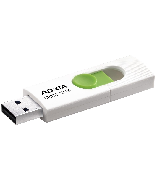Флешка USB ADATA UV320 (AUV320-128G-RWHGN), 128Gb, USB 3.2 Gen1, R/W 100/30, белый/зеленый