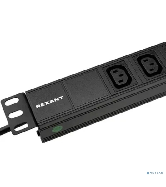 Блок распределения питания Rexant для 19' шкафов, горизонтальный, 8 розеток C13, 10A, без выкл, алюм корп, шнур 2м, вилка C14