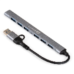 USB-концентратор 7-в-1 ExeGate DUB-761C3 (кабель-адаптер USB Type-A + Type-C --> 6xUSB2.0, 1xUSB3.0, Plug&Play, серебристый), фото7