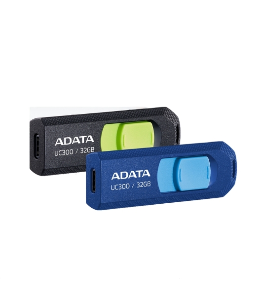 Флешка USB ADATA UC300 (ACHO-UC300-32G-RBK/GN), 32Gb, Type-C USB 3.2, R/W 100/30, черный/зеленый