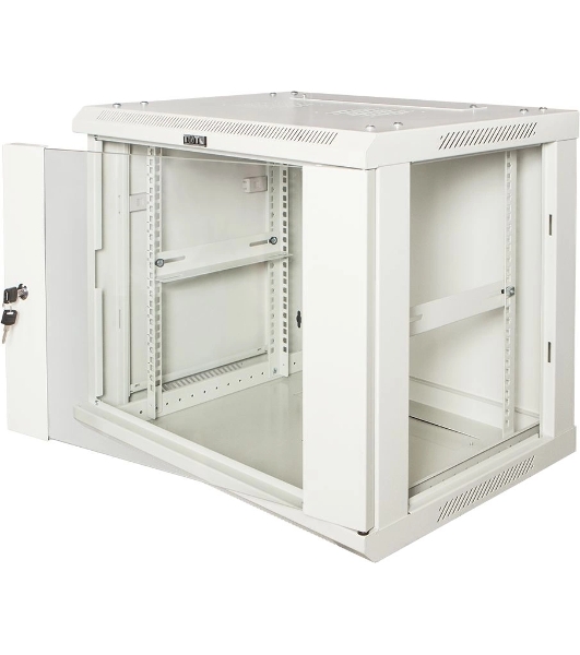 Шкаф коммутационный Lanmaster Pro (TWT-CBWPG-15U-6X4-GY) настенный 15U 600x450 мм пер. дв. стекл 60 кг серый 350 мм 768 мм IP20 металл