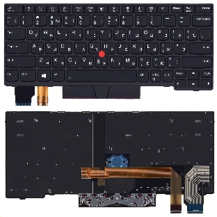 Клавиатура для ноутбука Lenovo X280 черная с подсветкой и указателем