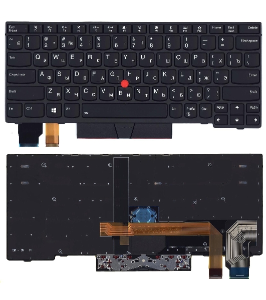 Клавиатура для ноутбука Lenovo X280 черная с подсветкой и указателем