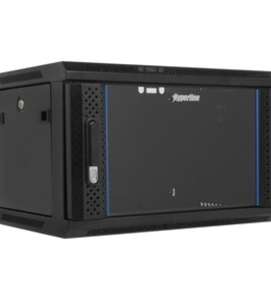 Шкаф телекоммуникационный настенный Hyperline TWB, 19', 6U, 367х600х450 мм (ВхШхГ), дверь: металл, разборный, черный