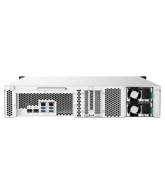 Сетевое хранилище без дисков SMB QNAP TS-1232PXU-RP-4G 12-Bay quad-core 64-bit AL324 1.7 GHz rackmount NAS with 250W redundant PSU, 4Gb DDR4 UDIMM RAM (max 1x16GB), SATA 6Gb/s, 2x 10GbE SFP+ LAN, 2x2.5 GbE LAN, 1x PCIe Gen2 x2 slot. W/o RAIL-B02