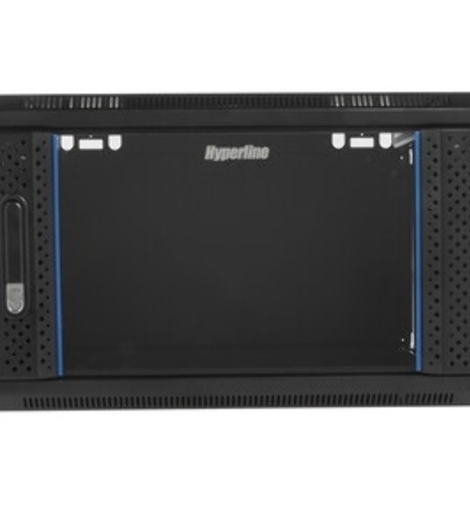 Шкаф телекоммуникационный настенный Hyperline TWB, 19', 6U, 367х600х450 мм (ВхШхГ), дверь: металл, разборный, черный