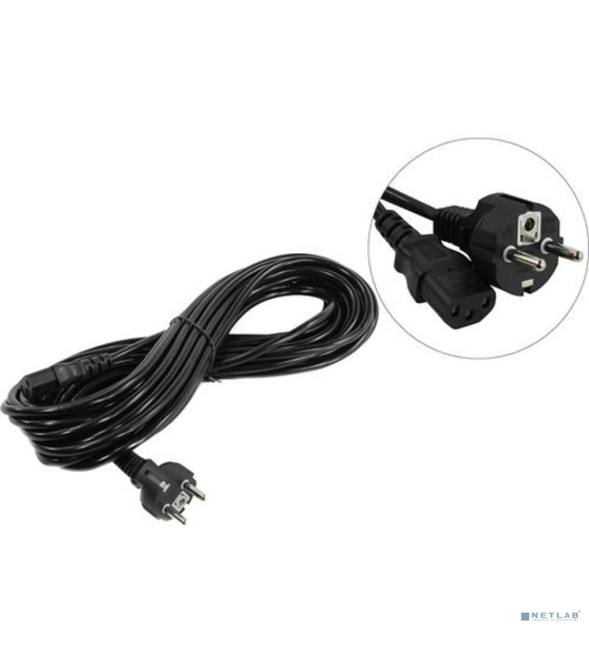 Кабель питания ExeGate Power PC-10P (Евровилка Schuko->С13) VDE-250V-3*1.0-CU, 10A, черный, 10м