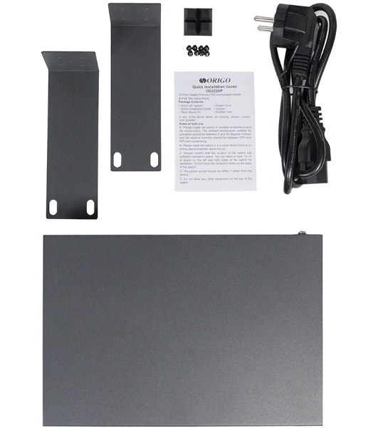 Коммутатор неуправляемый PoE ORIGO Unmanaged Switch 8x1000Base-T PoE, 2x1000Base-T, PoE Budget 120W, Long-range PoE up to 250m, 19' w/brackets