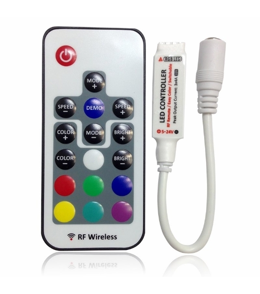 Мини контроллер LED радио (RF) 72 W/144 W, 17 кнопок, 12 V/24 V