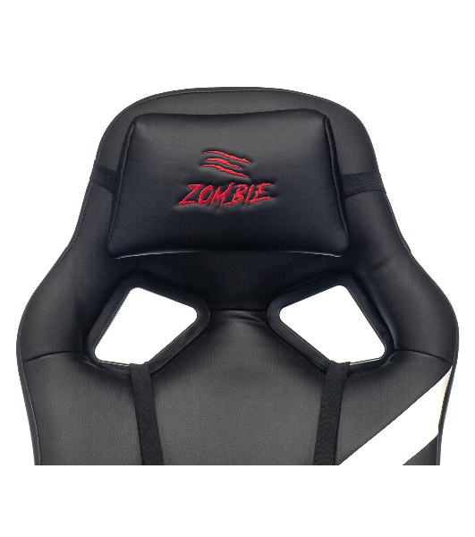 Кресло игровое Zombie DRIVER черный/белый, искусственная кожа, с подголов. крестовина пластик