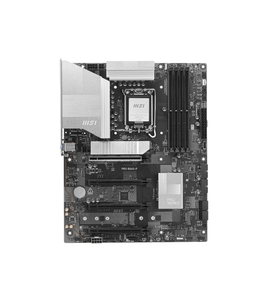 Материнская плата MSI PRO B860-P, LGA 1851, Intel B860, 4xDDR5, 4xSATA, 3xM.2, 1xPCIe 5.0 x16, 1xPCIe 4.0 x4, 2xPCIe 4.0 x1, 1xHDMI, 1xDP, 1xUSB-C, 1x 5Gb LAN, 2xUSB-A 3.2 Gen 2, 2xUSB-A 3.2 Gen 1, 4xUSB-A 2.0, 3x3.5 мм, 7.1, ATX