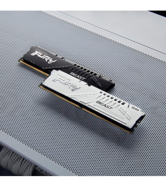 Оперативная память Kingston Fury Beast, DDR5, 32GB (2x16GB), 5200MHz, CL40, DIMM, с радиаторами, белый