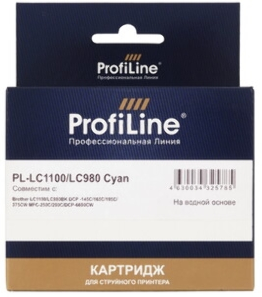 Картридж струйный ProfiLine ProfiLine для принтеров Brother PL-LC1100/LC980C DCP -145C/165C/195С/375CW MFC-250C/290C/DCP-6690CW Cyan водн