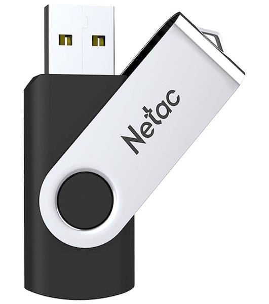 Флешка USB Netac U505 (NT03U505N-064G-20BK), 64Gb, USB 2.0, R/W 70/30, черный/серебристый