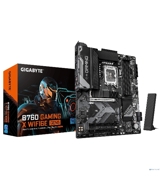 Материнская плата Gigabyte B760M GAMING X WIFI6E GEN5, LGA1700, Intel B760, 4xDDR5, 4xSATA, 2xM.2, 1xPCIe 5.0 x16, 1xPCIe 3.0 x4, 1xHDMI, 1xDP, 1x2.5Gb LAN, Wi-Fi 6E, Bluetooth 5.3, 3xUSB-A 5Gbps, 5xUSB-A 2.0, 3x3.5 мм, 7.1, mATX