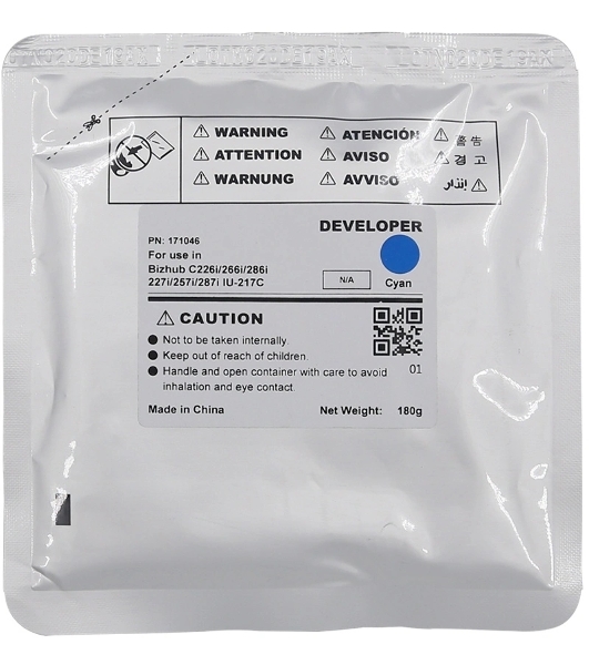 Девелопер CET IU-217C-Developer для KONICA MINOLTA Bizhub C227i/C257i/C287i Cyan, 180г, 90000 стр.