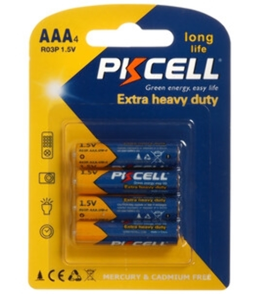 Солевой элемент питания PKCELL R03P-4B тип - AAА 4 шт в блистере