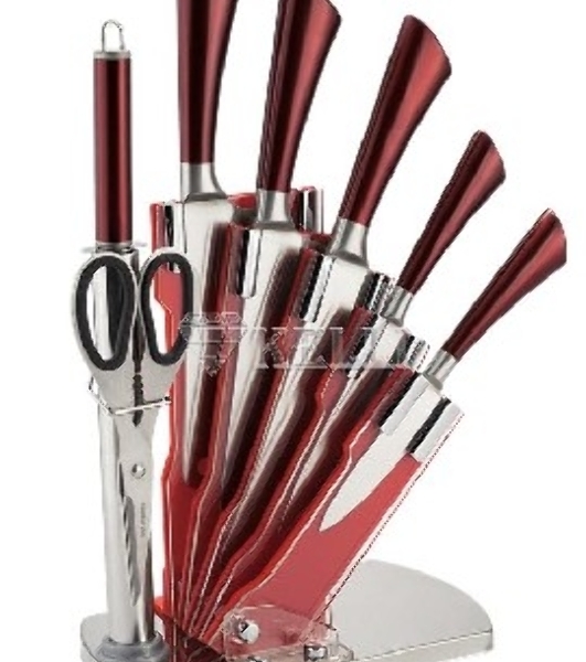 Набор ножей Kelli KL-2084 8 пр.(8 ПРЕДМЕТОВ: 1.Топорик кухонный 7', 2.Нож поварской 8', 3.Нож хлебный 8', 3.Нож для резки 6', 5.Нож овощной 5', 6.Кухонные ножницы, 7.Точилка, 8.ПОДСТАВКА. Высококачественная нержавеющая сталь 18/10. Невероятная острота лезвий.)
