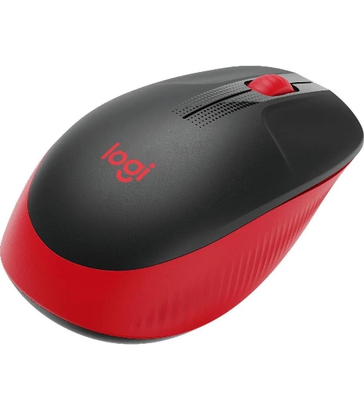 Мышь беспроводная Logitech M190 черный/красный, 1000 dpi, радиоканал, USB, кнопки - 3