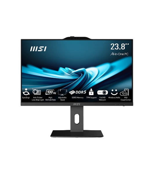 Моноблок MSI Pro AP242P 14M-653RU, 23.8' Full HD i5 14400 (2.5) 16Gb SSD 512Gb UHDG 730 Windows 11 Professional GbitEth WiFi BT 120W клавиатура мышь Cam, 1920x1080, черный (9S6-AE0621-838)