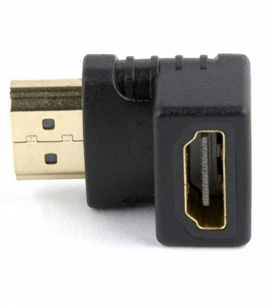 Переходник Cablexpert HDMI-HDMI 19F/19M, угловойсоединитель 90 градусов, золотые разъемы (A-HDMI90-FML)