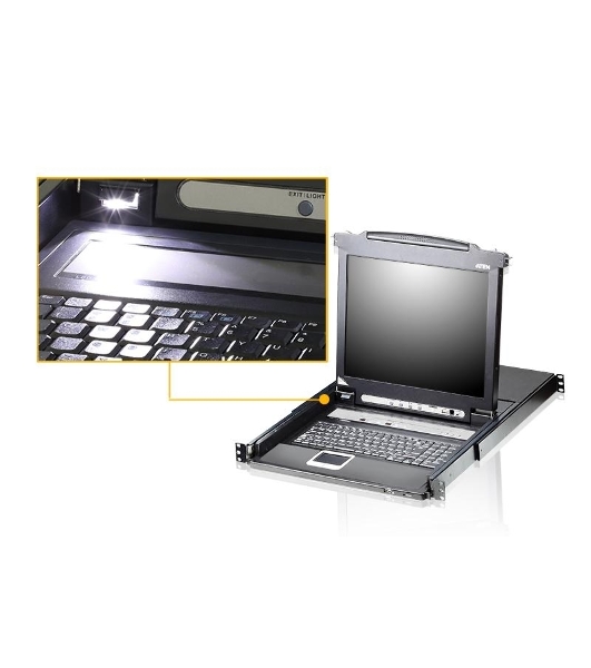 Переключатель KVM ATEN LCD 17' => 8 cpu PS2/USB+VGA, с KVM-шнурами PS2 1х1.8м.;USB 1x1.8м., 1280x1024, 1U 19', исп.спец.шнуры (CL5708M-AT-RG)