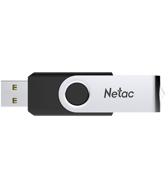 Флешка USB Netac U505 (NT03U505N-064G-20BK), 64Gb, USB 2.0, R/W 70/30, черный/серебристый