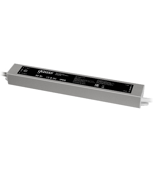 Блок питания для светодиодной ленты пылевлагозащищенный GAUSS 30W 12V IP67