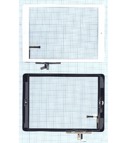 Сенсорное стекло (тачскрин) для iPad Air (A1474, A1475, A1476), белое с кнопкой OEM