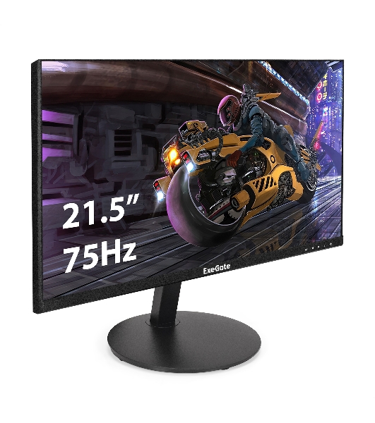 Монитор 21.5' ExeGate EX295590RUS IPS 1920x1080, 75 Гц, 5 мс, 16:9, 250 кд/м2, 1xHDMI, 1xVGA, 1xDP, 1x3.5 мм, черный
