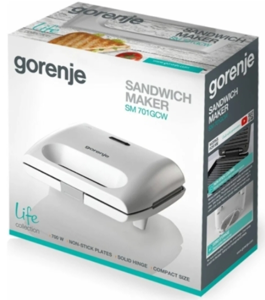 Сэндвичница электрическая Gorenje SM701GCW 700Вт белый