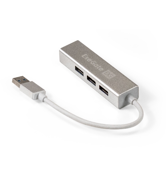 USB-концентратор ExeGate DUB-4 (кабель-адаптер USB3.0 --> 4xUSB3.0, Plug&Play, серебристый)