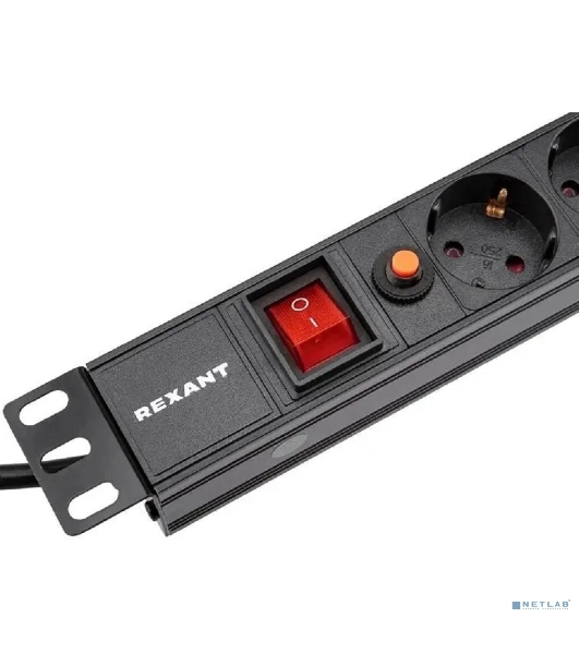 Блок распределения питания Rexant для 19' шкафов, горизонтальный, 8 розеток СЕЕ 7/4, 16A, выкл, алюм корп, шнур 2м, вилка СЕЕ 7/7