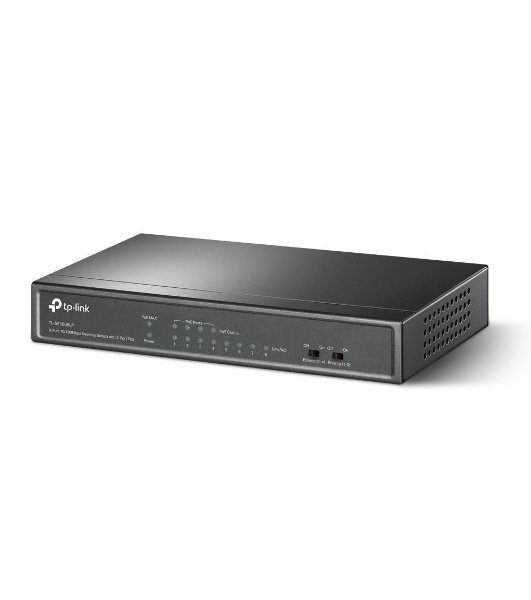 Коммутатор TP-Link 8-Port 10/100Mbps Unmanaged Switch with 4-Port PoE, metal case, desktop mount, PoE budget 41W.