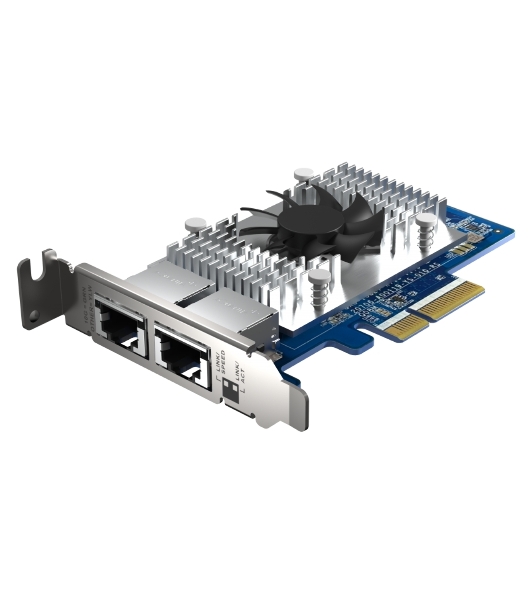 Сетевая карта QNAP QXG-10G2T-X710 LAN Expansion Card, PCIe Gen 3, Two 10GbE (10G/5G/2.5G/1G/100M)) Ports with SR-IOV and iSCSI, Block-based, Supports Multiple Virtual Disk Modes