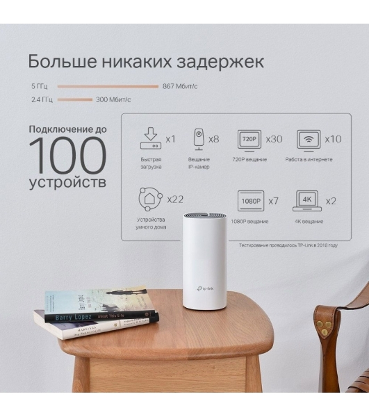 Бесшовный Mesh роутер TP-Link DECO P9 (2-PACK) AC1200 10/100/1000BASE-TX белый (упак.:2шт)