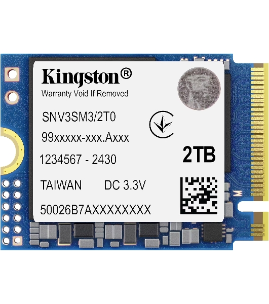 Накопитель SSD Kingston NV3, 2000Gb, M.2(22x30мм), NVMe, PCIe 4.0 x4, 3D TLC, R/W 6000/5000Mb/s, TbW 640, DWPD 0.2
