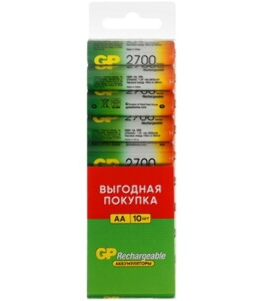Аккумулятор GP 270AAHCRGY-CRB10 AA NiMH 2700mAh (10шт) спайка